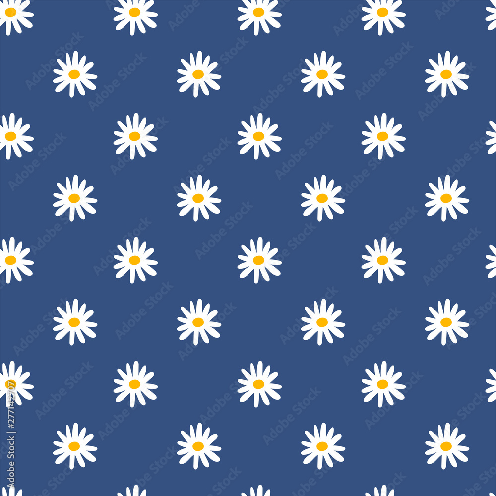 Floral seamless pattern. Chamomile. Vector flowers. Fashion print. Design for textile or clothes. Hand drawn repeating elements. Natural background Floral seamless pattern. Chamomile. Vector flowers. Fashion print. Design for textile or clothes. Hand drawn repeating elements. Natural background