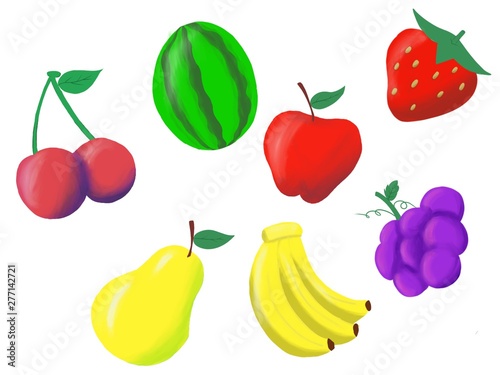 set of fresh fruits and berries