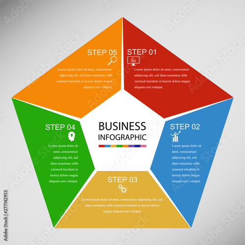 Business InfoGraphics, Geometry, Pentagon Design, Marketing presentation, section banner