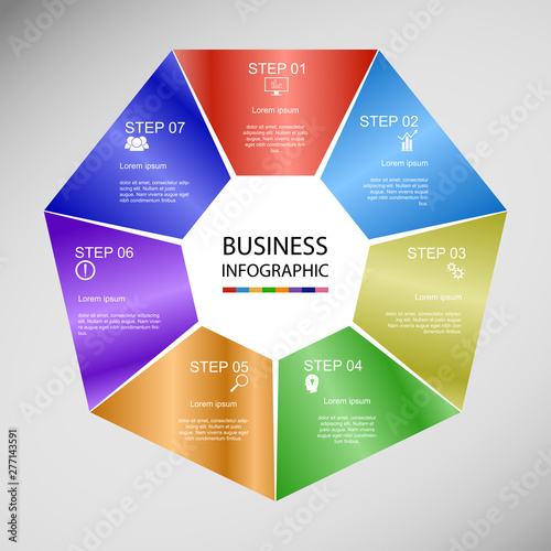 Business InfoGraphics, Geometry, Heptagon Design, Marketing presentation , section banner