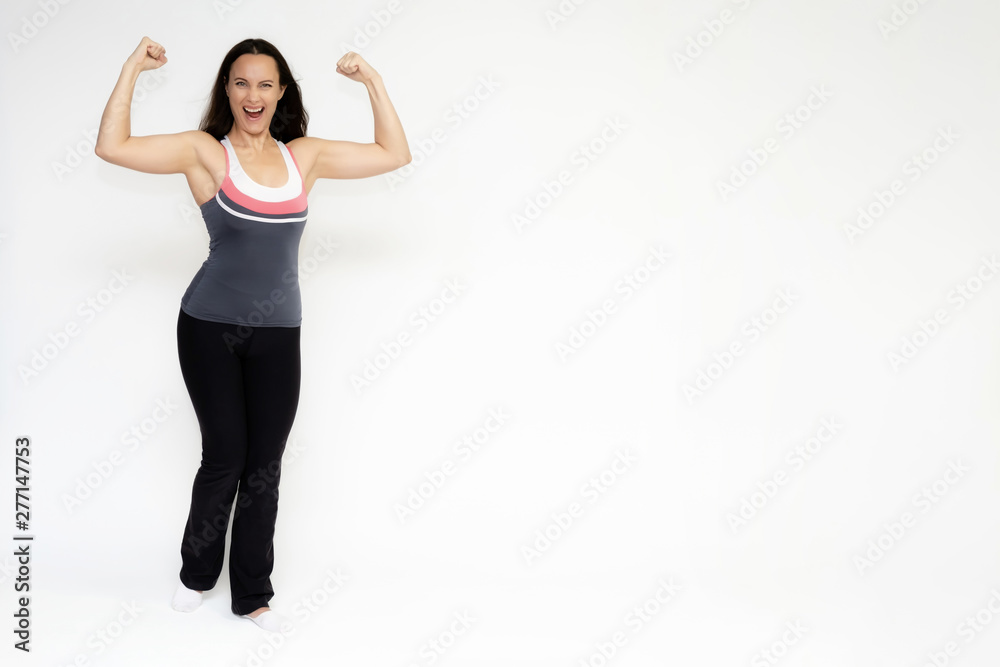Full-length portrait on white background of beautiful pretty fitness girl woman in sports uniform, sitting on the stairs with different emotions in different poses. Stylish trendy youth. Full-length portrait on white background of beautiful pretty fitness girl woman in sports uniform, sitting on the stairs with different emotions in different poses. Stylish trendy youth.