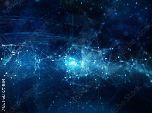 Futuristic abstract internet background with network effects.