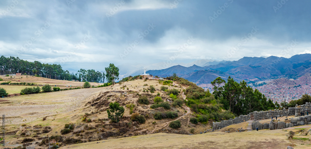 Saksaywaman ruins with beatiful natural site Saksaywaman ruins with beatiful natural site