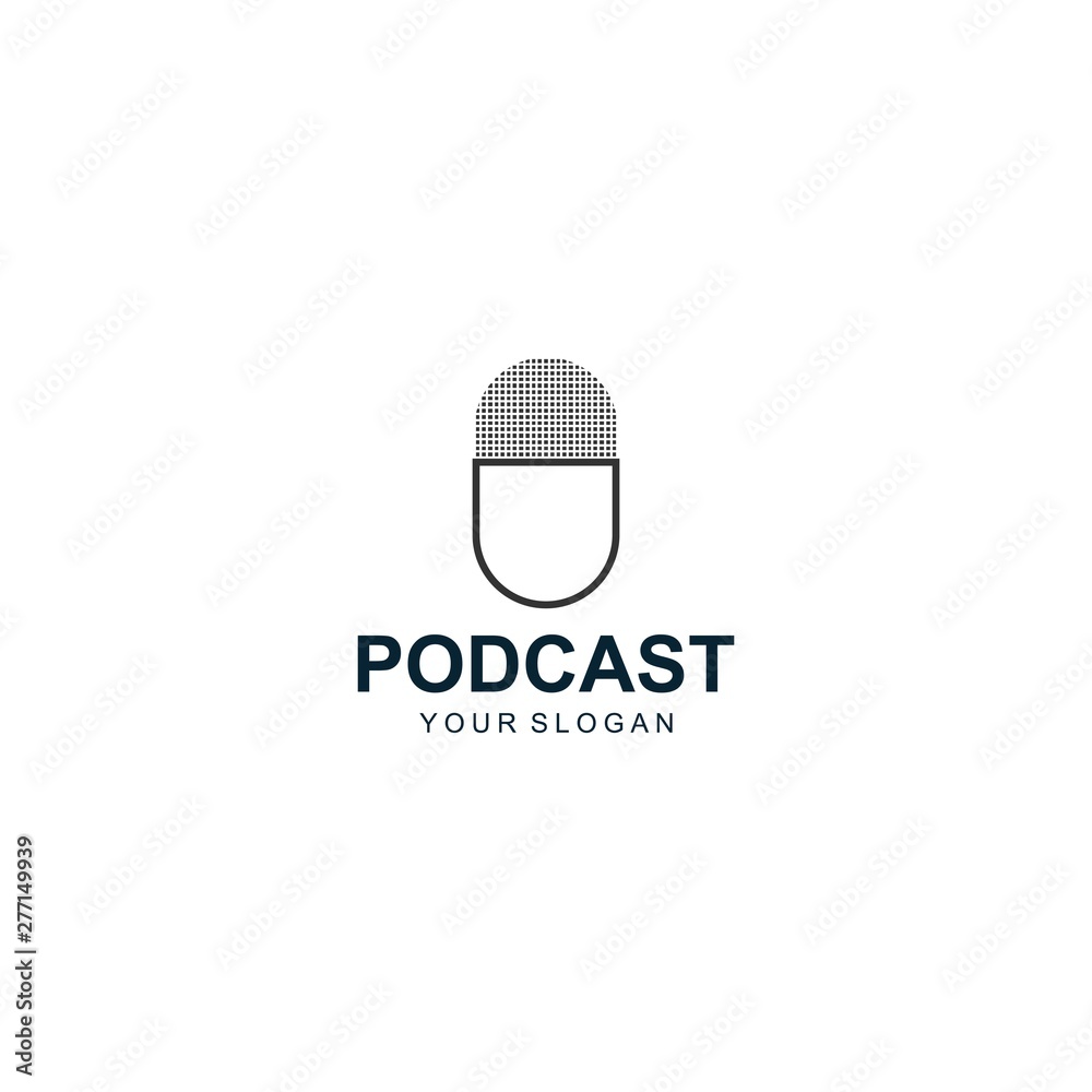 podcast logo template design vector