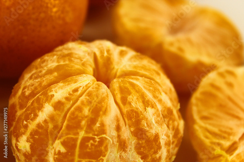 Peeled tangerine close-up