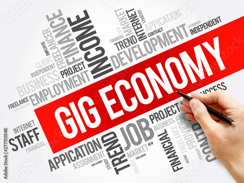 Gig Economy word cloud with marker, business concept background photo