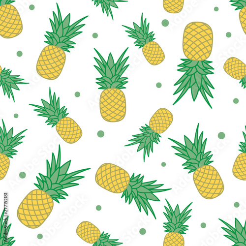 Seamless pattern with pineapples. Tropical fruit.