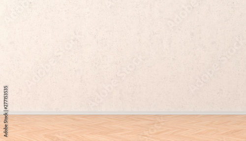 beige  wall background and wood floor  3d illustration