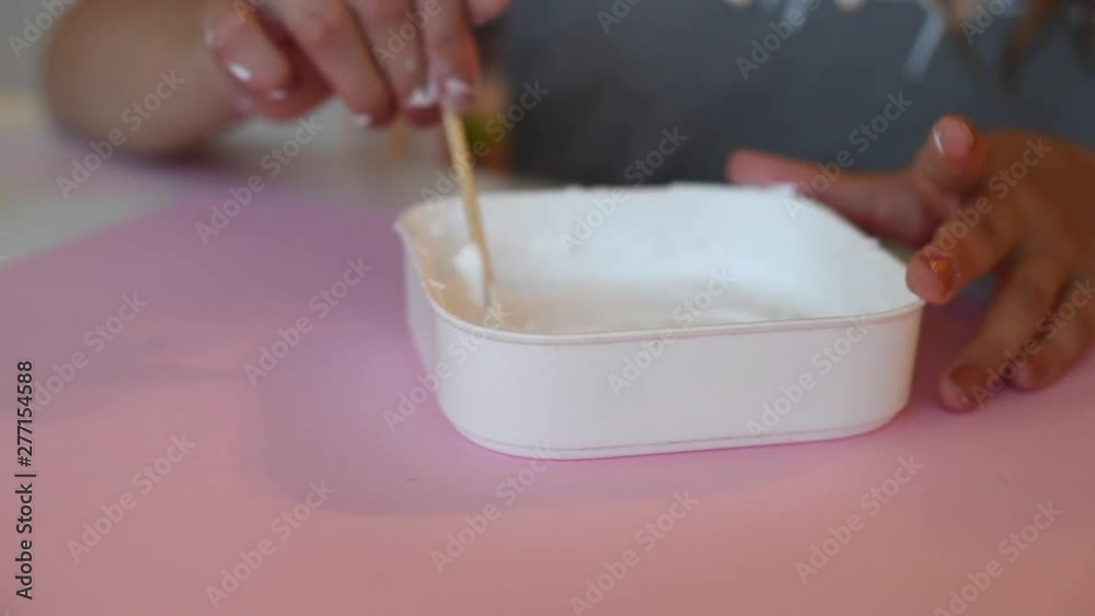 child making slime - step by step guide. playing with slime.