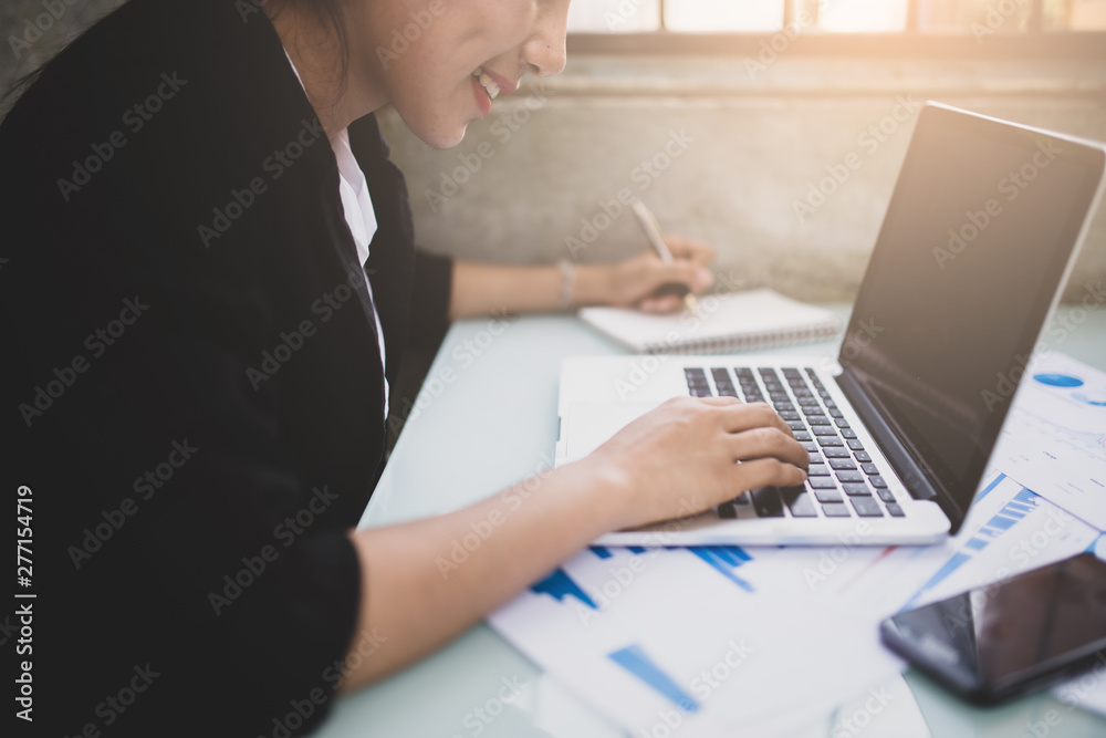 Fototapeta premium young women working and used computer, working concept.
