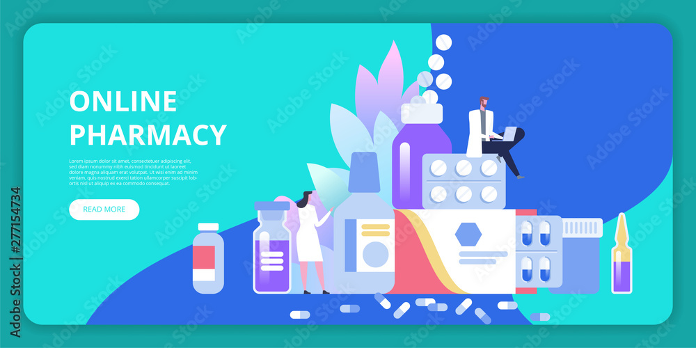 Online pharmacy or drugstore healthcare concept. Internet drugstore