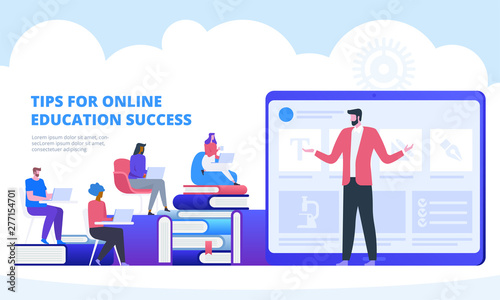 Online education. Webinar or video seminar concept