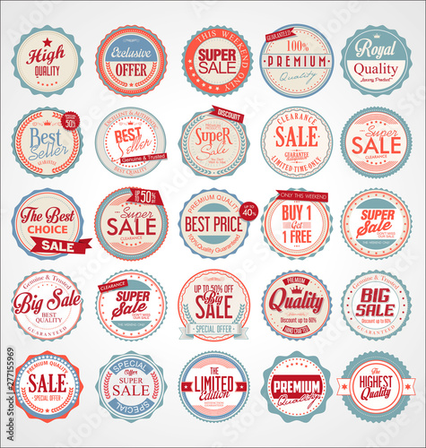 Set of Retro vintage colorful labels and badges