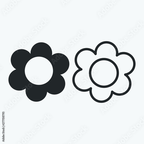 set of flower icon on white background