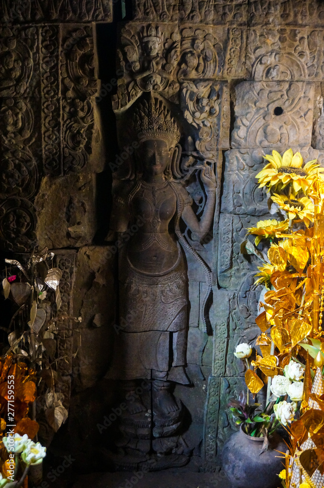Sculptured of Cambodian Queen at Cambodia ancient temple