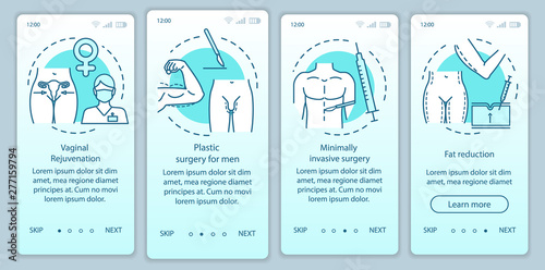 Plastic surgery center service onboarding mobile app page screen vector template