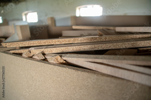 Taking photographs of wood plywood, used for making pellets