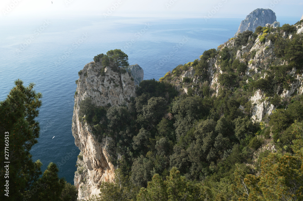 View of the picturesque coastline of the island of Capri in Italy.