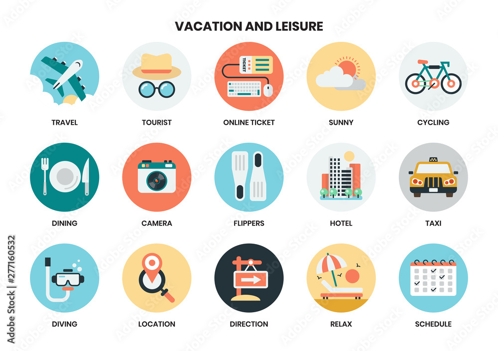 Vacation icons set for business Vacation icons set for business