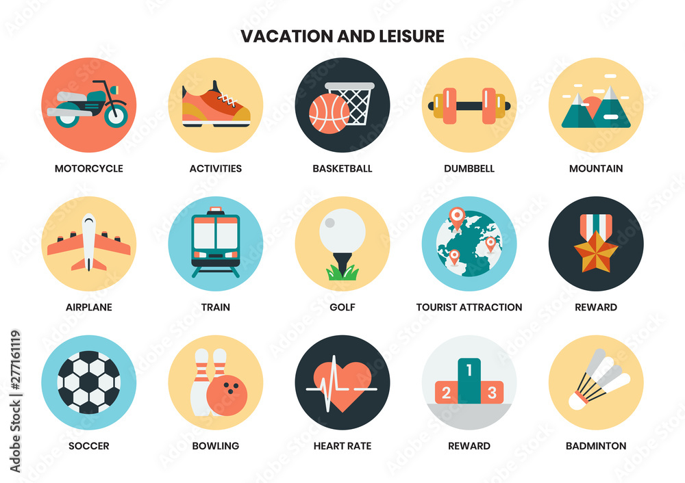 Vacation icons set for business Vacation icons set for business