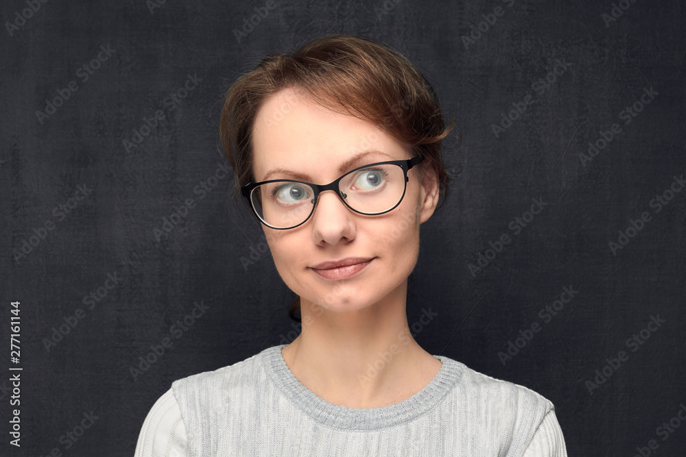 Portrait of pensive girl with eyeglasses Portrait of pensive girl with eyeglasses