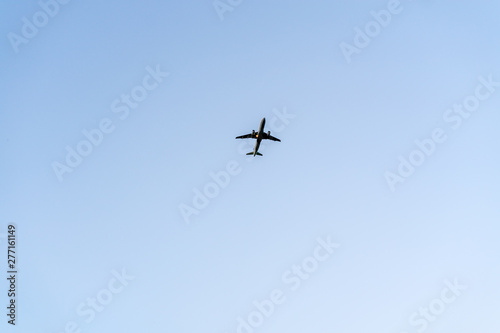 departure of an airplane with bottom view