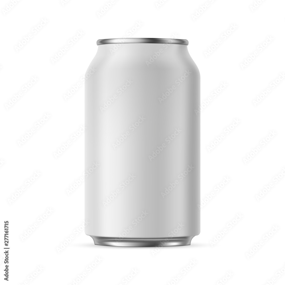 Aluminium can mockup 330 ml, isolated on white background - front view. Vector illustration Aluminium can mockup 330 ml, isolated on white background - front view. Vector illustration