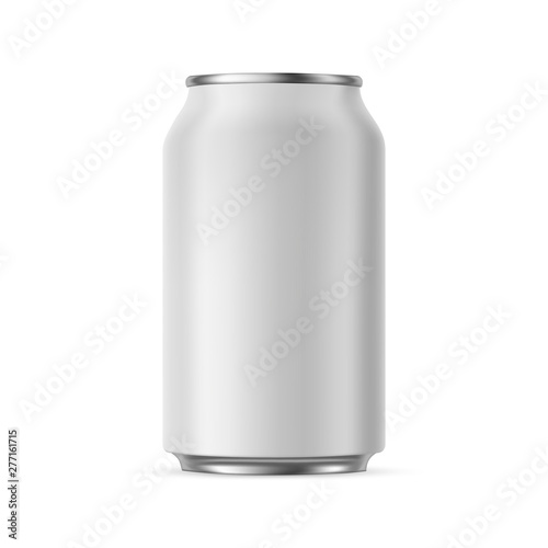 Aluminium can mockup 330 ml, isolated on white background - front view. Vector illustration photo