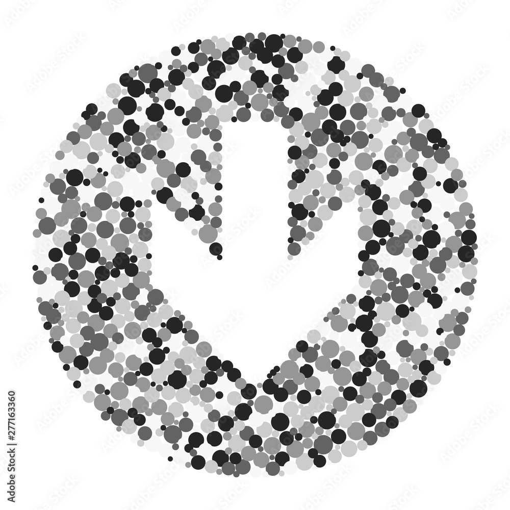 Down arrow color distributed circles dots illustration