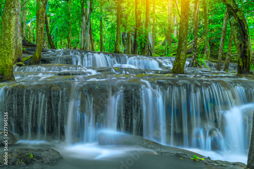 Fototapeta Naklejka Na Ścianę i Meble -  Waterfall in Tropical Rain forest ,Pa Wai Waterfall,Tak Province, Thailand