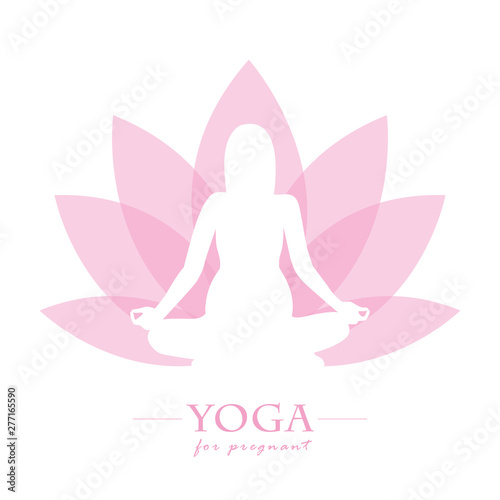 yoga for pregnant women pink lotus flower vector illustration EPS10