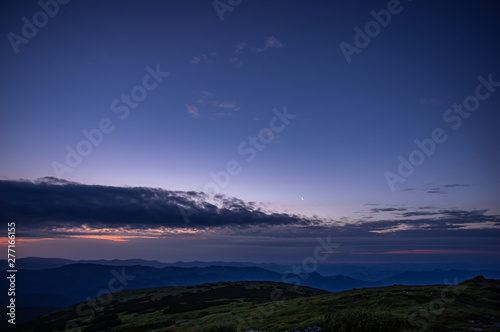 Horizon in the Carpathian mountains at sunrise