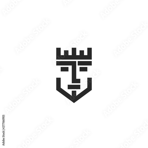 Prince logo portrait of a jack in the crown playing card character in a monogram minimal style
