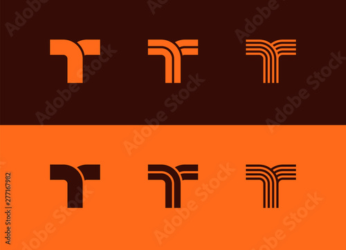Set of logo icons with the letter T