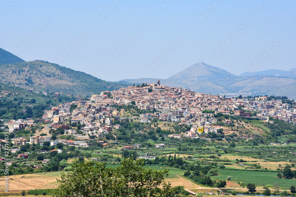 View of the historic town of Priverno, in the Lazio region .