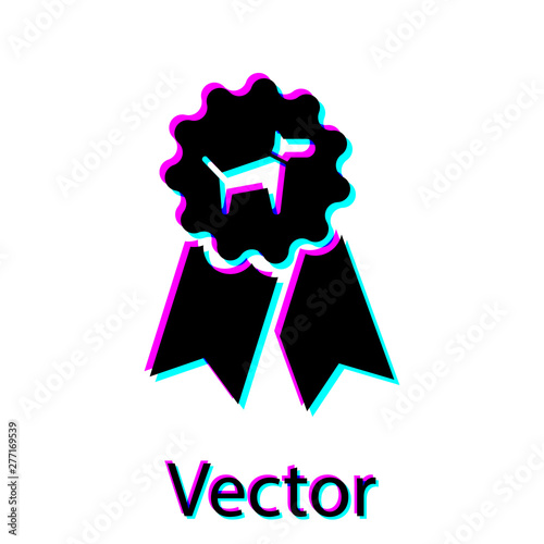 Black Dog award symbol icon isolated on white background. Medal with dog footprint as pets exhibition winner concept. Vector Illustration