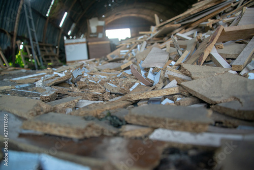 Taking photographs of wood plywood, used for making pellets