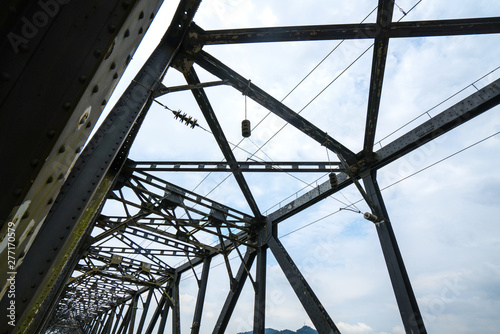Close-up of Railway Bridge Steel Frame,Chongqing Yangtze River Metal Railway Bridge, China