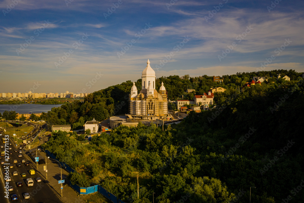 Church on the hill above the Dnieper in Kiev Ukraine