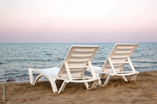 chairs on the beach © Pelin