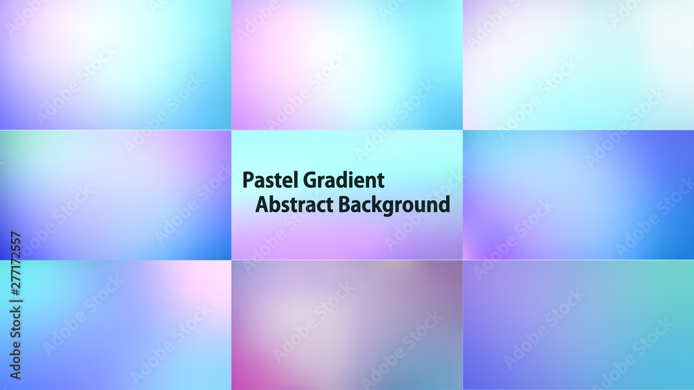 Pastel Multi Color Gradient Vector Background,Simple form and blend of color spaces as contemporary background graphic Set