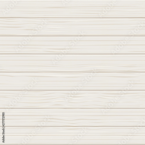 Wooden white seamless realistic texture. Light wood planks vector background. Table board or floor surface illustration