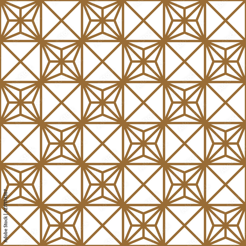 Seamless geometric pattern in golden and white.Japanese style Kumiko. Seamless geometric pattern in golden and white.Japanese style Kumiko.