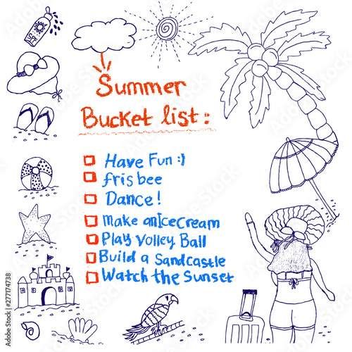 summer bucket list, doodle