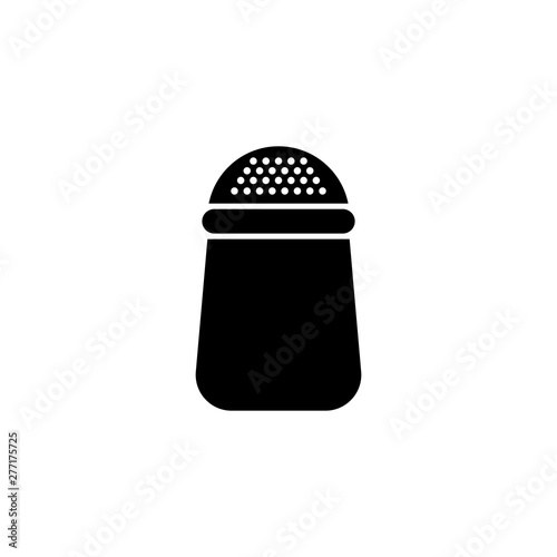 Table salt shaker black isolated vector icon. Saltcellar simple silhouette vector sign.