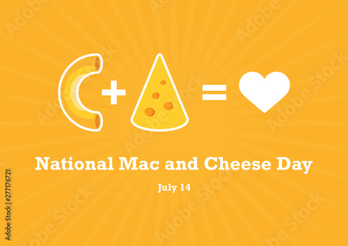 National Mac and Cheese Day vector. Love pasta vector. Macaroni and Cheese vector. Pasta with cheese icon. National Mac and Cheese Day Poster, July 14. Important day