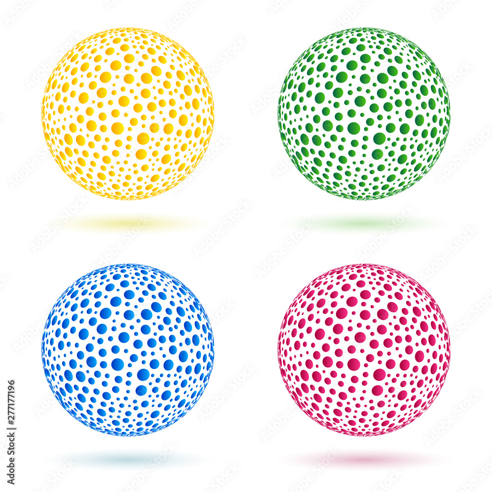Set of Geometric Design Elements Balls of Gradient Circles Isolated on White Background.