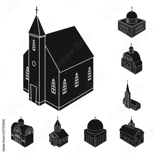 Isolated object of parish and faith icon. Collection of parish and building vector icon for stock.