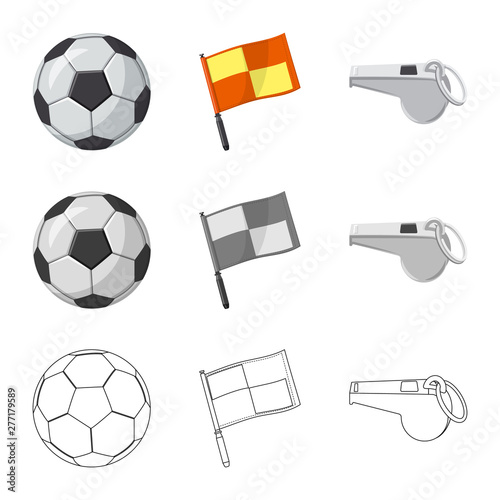 Vector illustration of soccer and gear logo. Collection of soccer and tournament stock symbol for web.