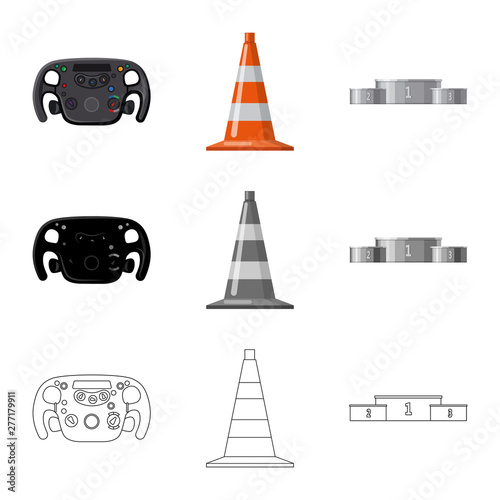 Isolated object of car and rally icon. Set of car and race stock vector illustration.